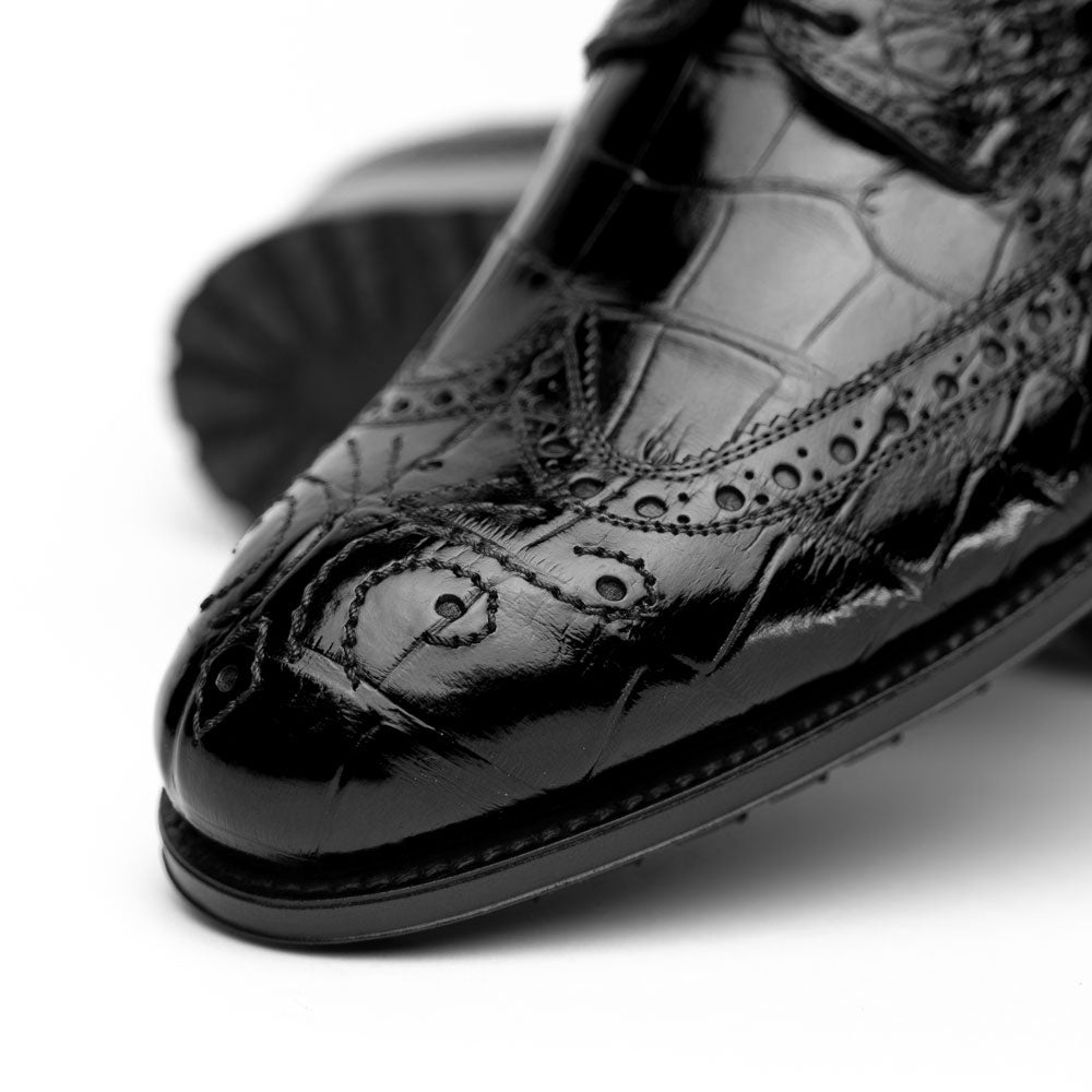 Caporicci 3318 Alligator Wingtip Shoes Black