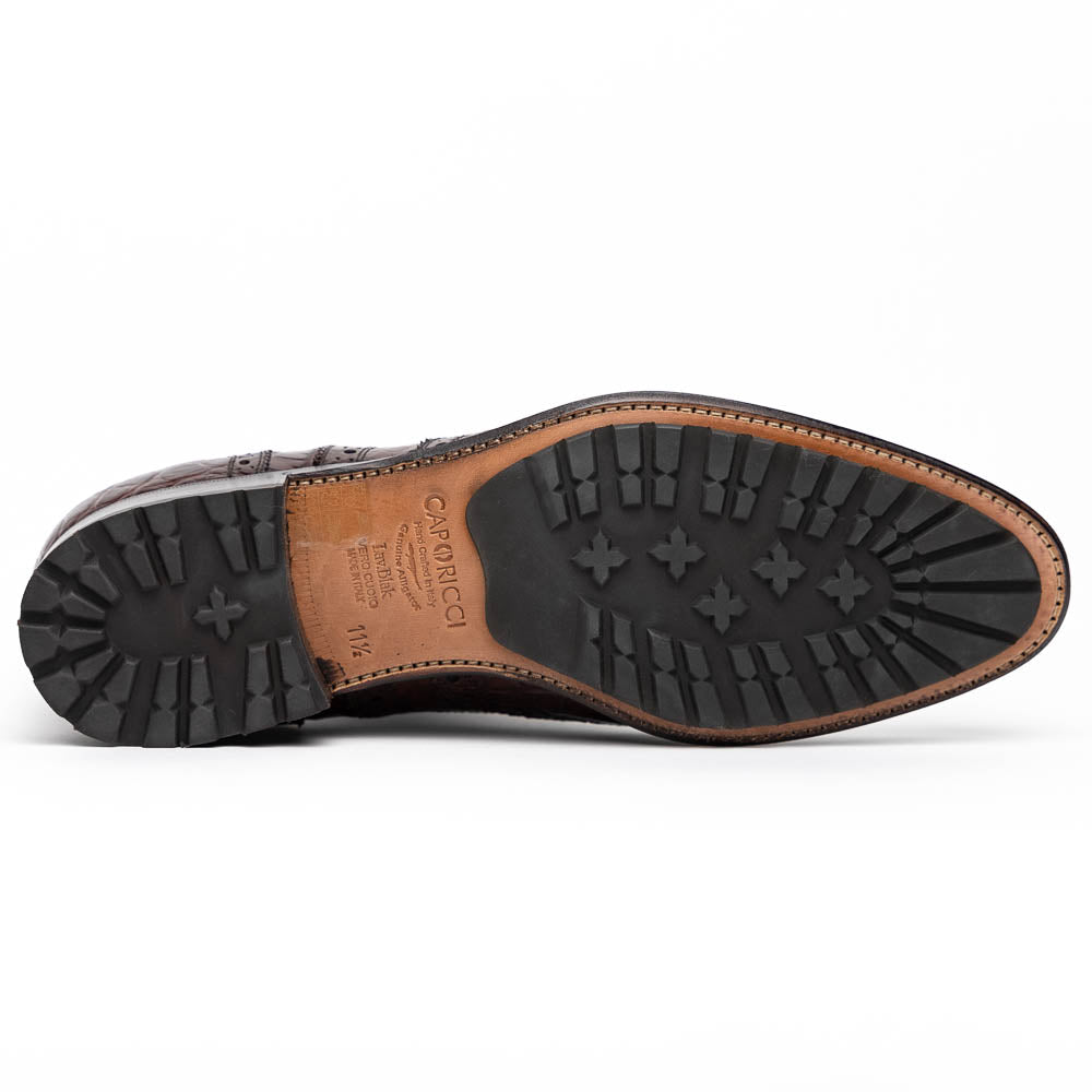 Caporicci 3318 Alligator Wingtip Shoes Castagno