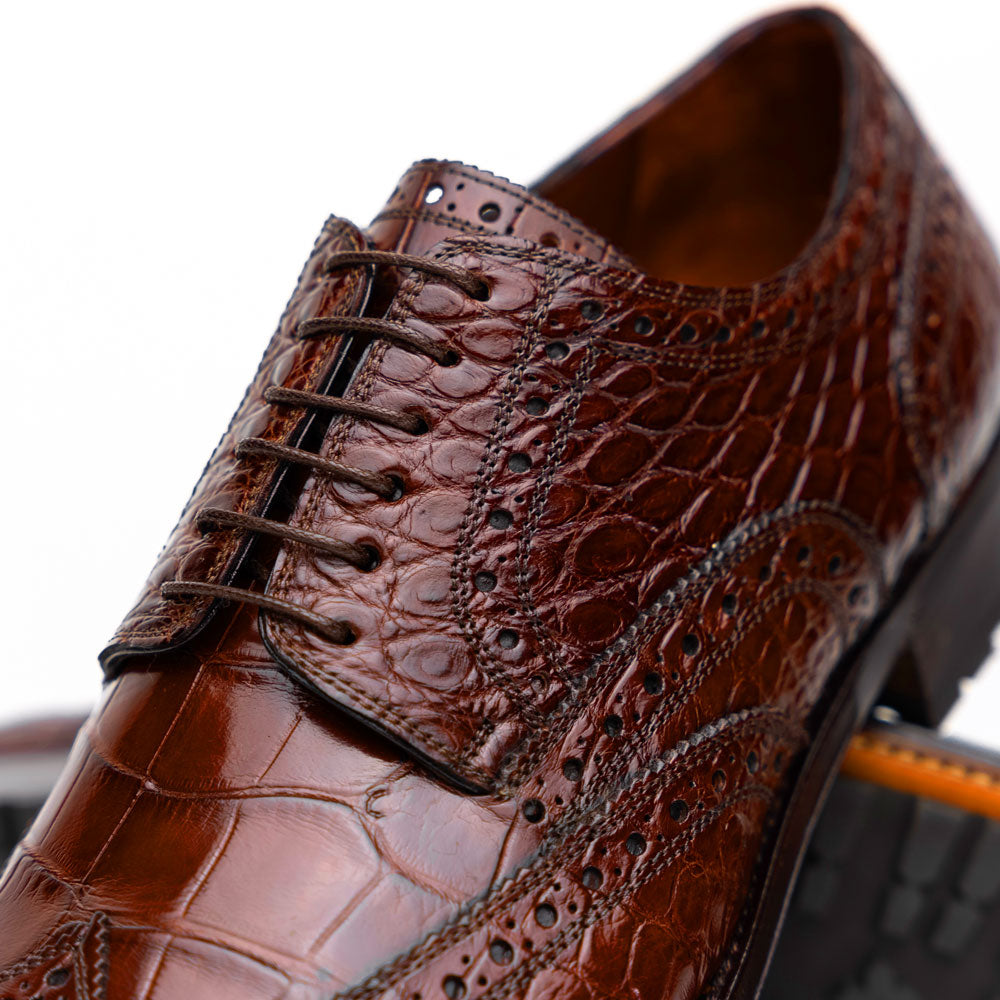 Caporicci 3318 Alligator Wingtip Shoes Gold  display picture 2