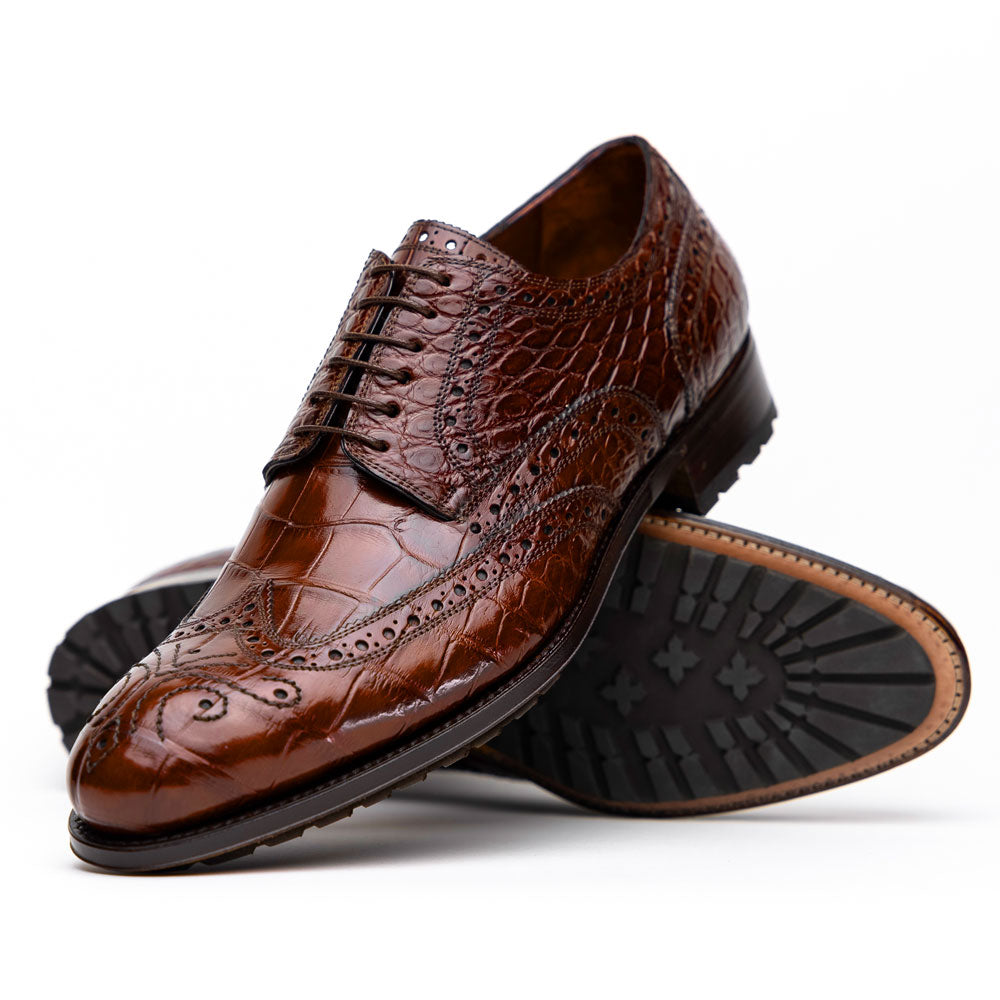 Caporicci 3318 Brown Genuine alligator Men\'s Oxfords ? Caporicci Brown Alligator Men main image 3
