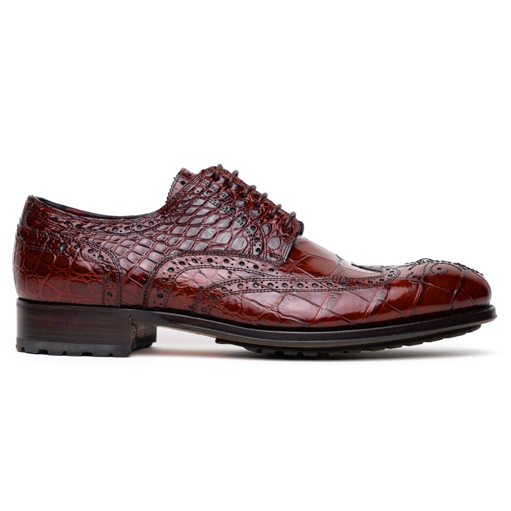 Caporicci 3318 Alligator Wingtip Shoes Sport Rust