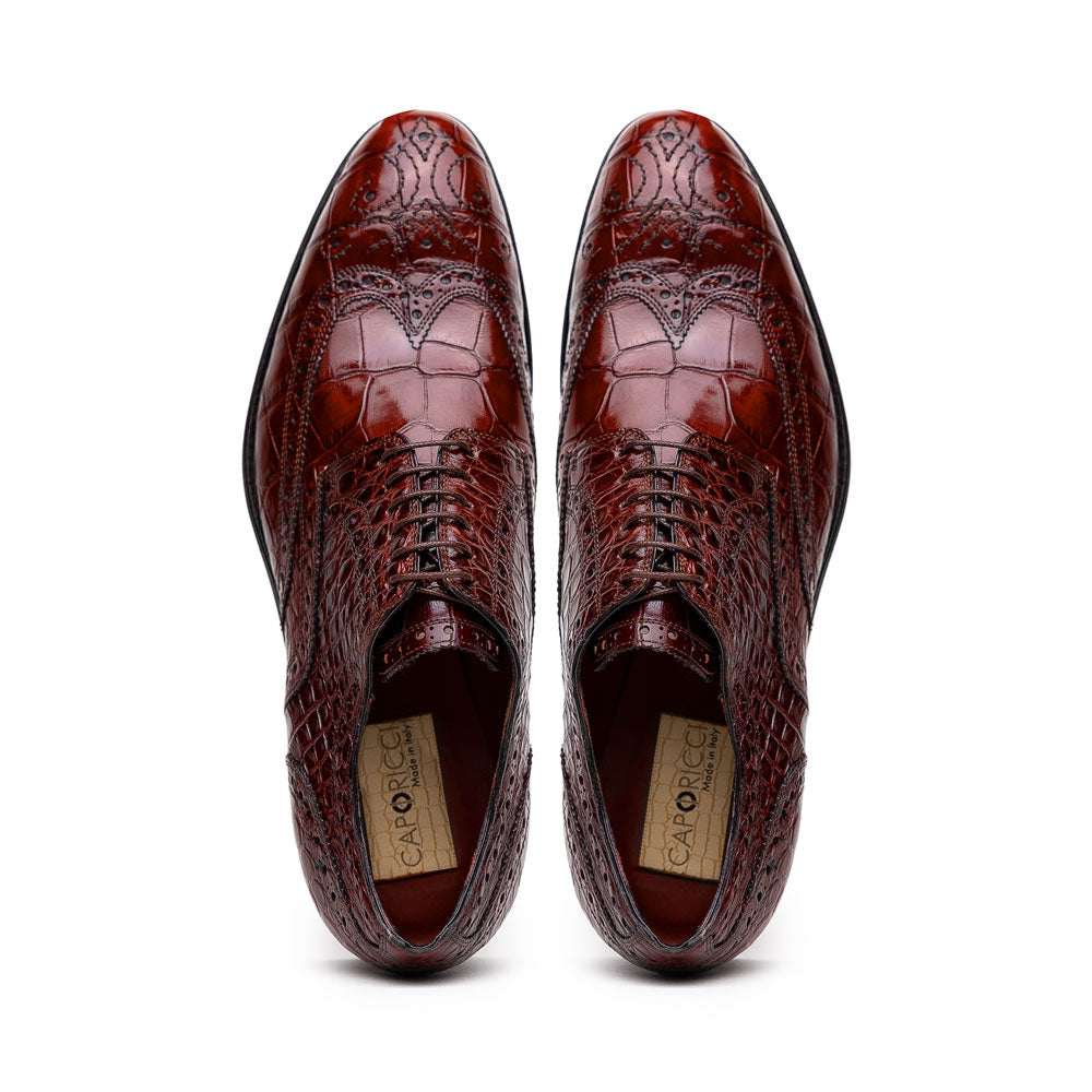 Caporicci 3318 Alligator Wingtip Shoes Sport Rust