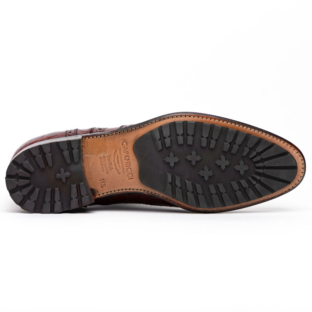 Caporicci 3318 Alligator Wingtip Shoes Sport Rust