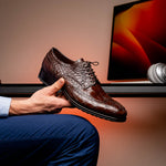 Caporicci 3318 Alligator Wingtip Shoes Castagno
