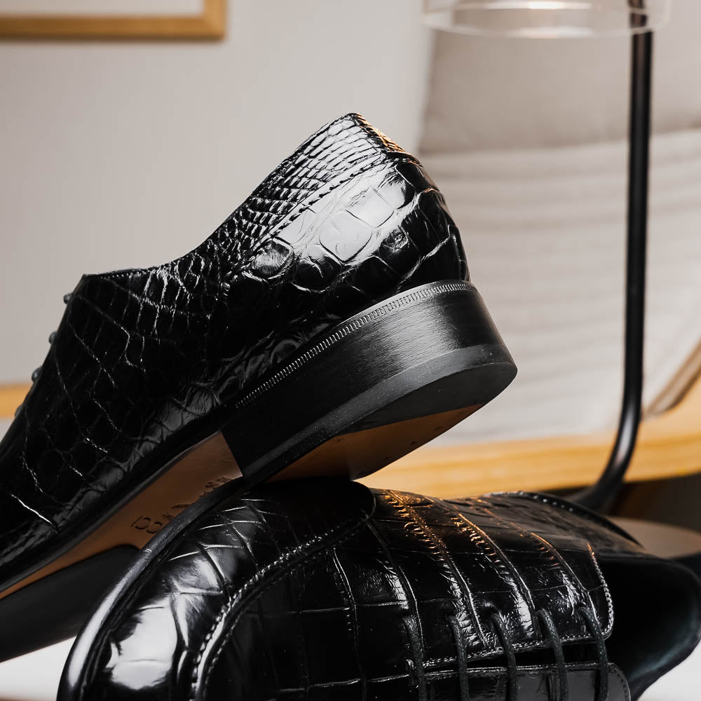 Caporicci 3319 Alligator Oxfords Black