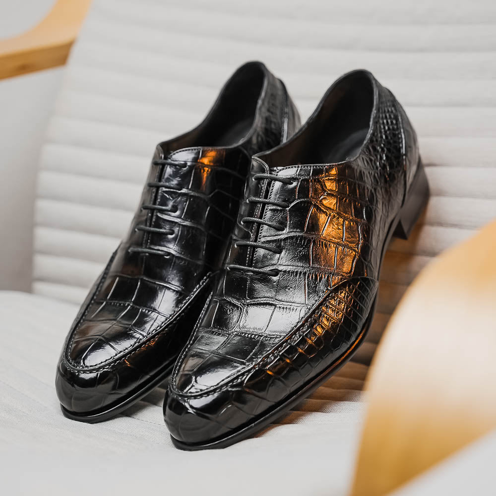 Caporicci 3319 Alligator Oxfords Black