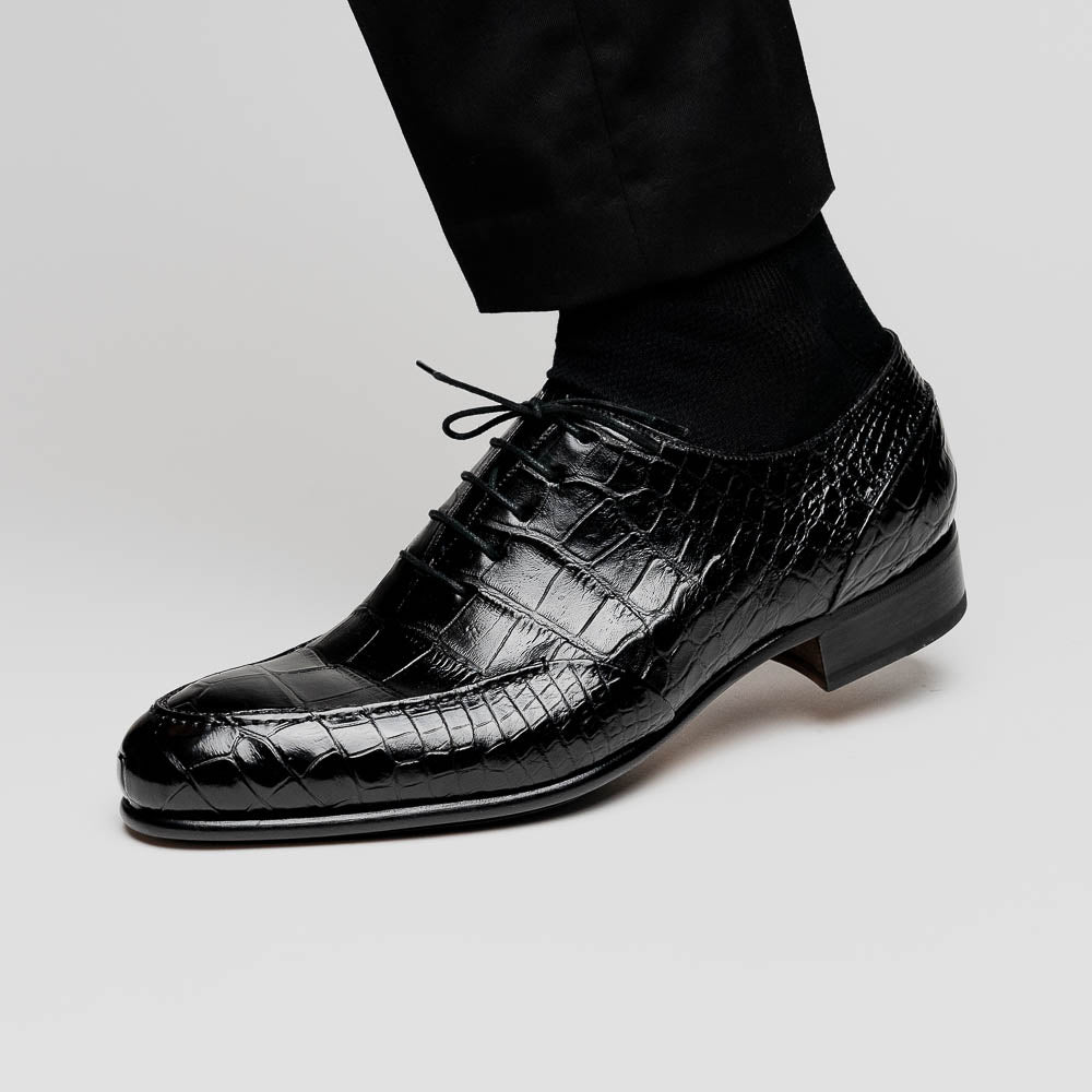 Caporicci 3319 Alligator Oxfords Black