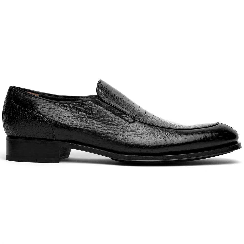Caporicci 3324 Ostrich & Peccary Loafers Black