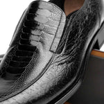 Caporicci 3324 Ostrich & Peccary Loafers Black