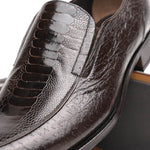 Caporicci 3324 Ostrich & Peccary Loafers Dark Brown
