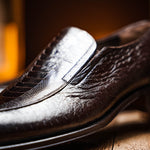 Caporicci 3324 Ostrich & Peccary Loafers Dark Brown