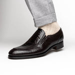 Caporicci 3324 Ostrich & Peccary Loafers Dark Brown