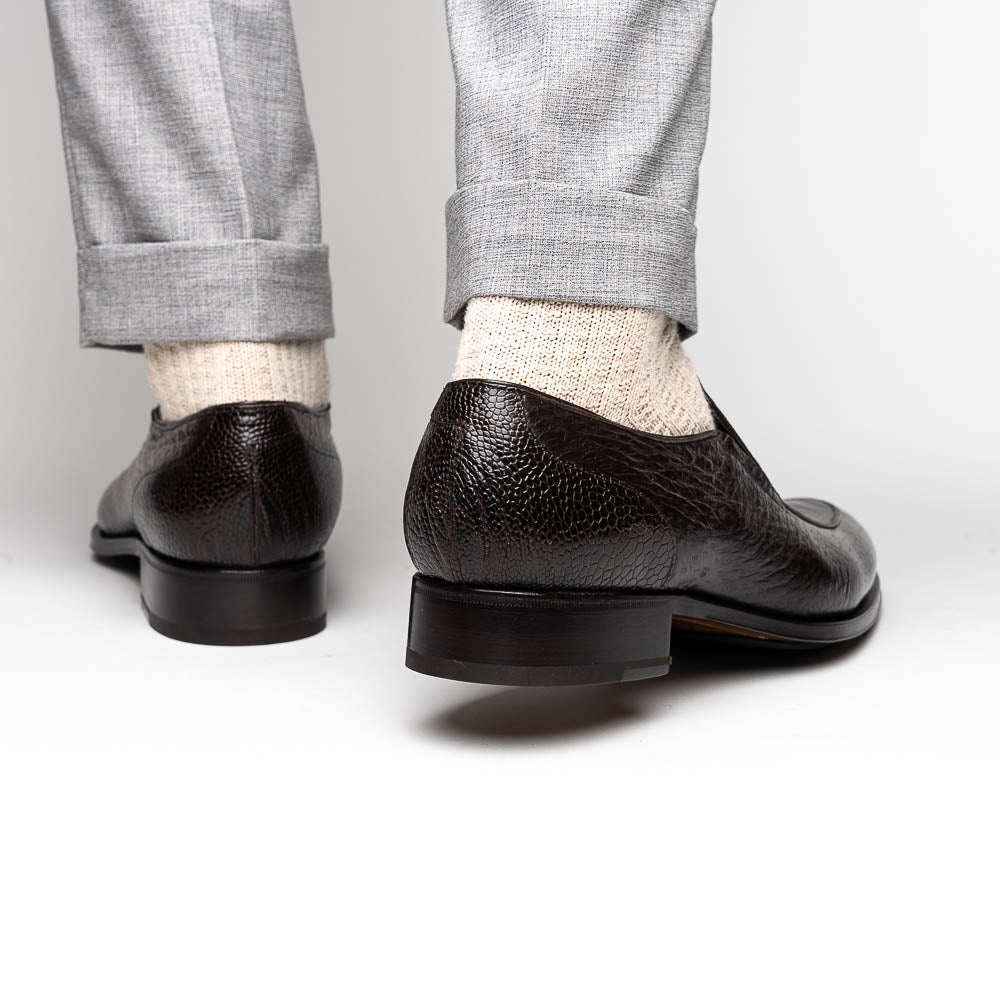 Caporicci 3324 Ostrich & Peccary Loafers Dark Brown