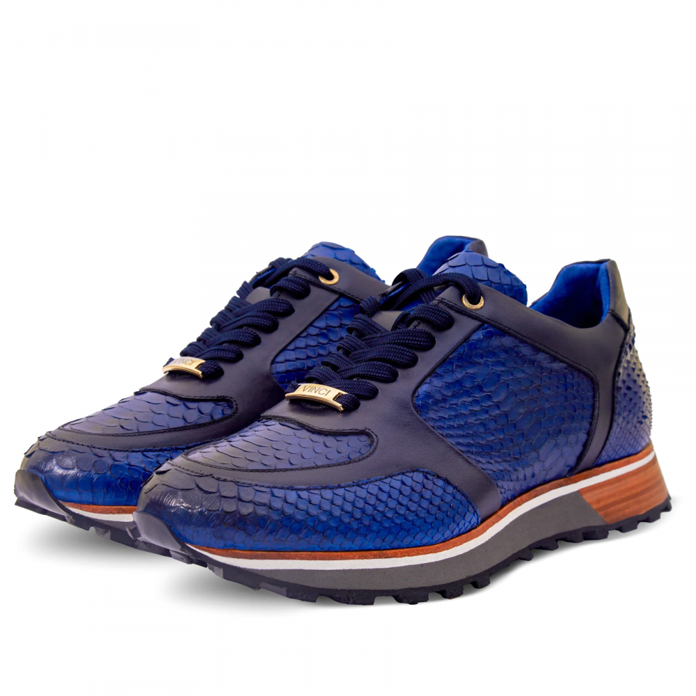 Vinci Leather The Boss Pyth Snk Skin Sneaker Blue