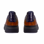 Vinci Leather The Adler Snk Leather Sneaker Limited Edition Tan & Navy (17474 S-1)