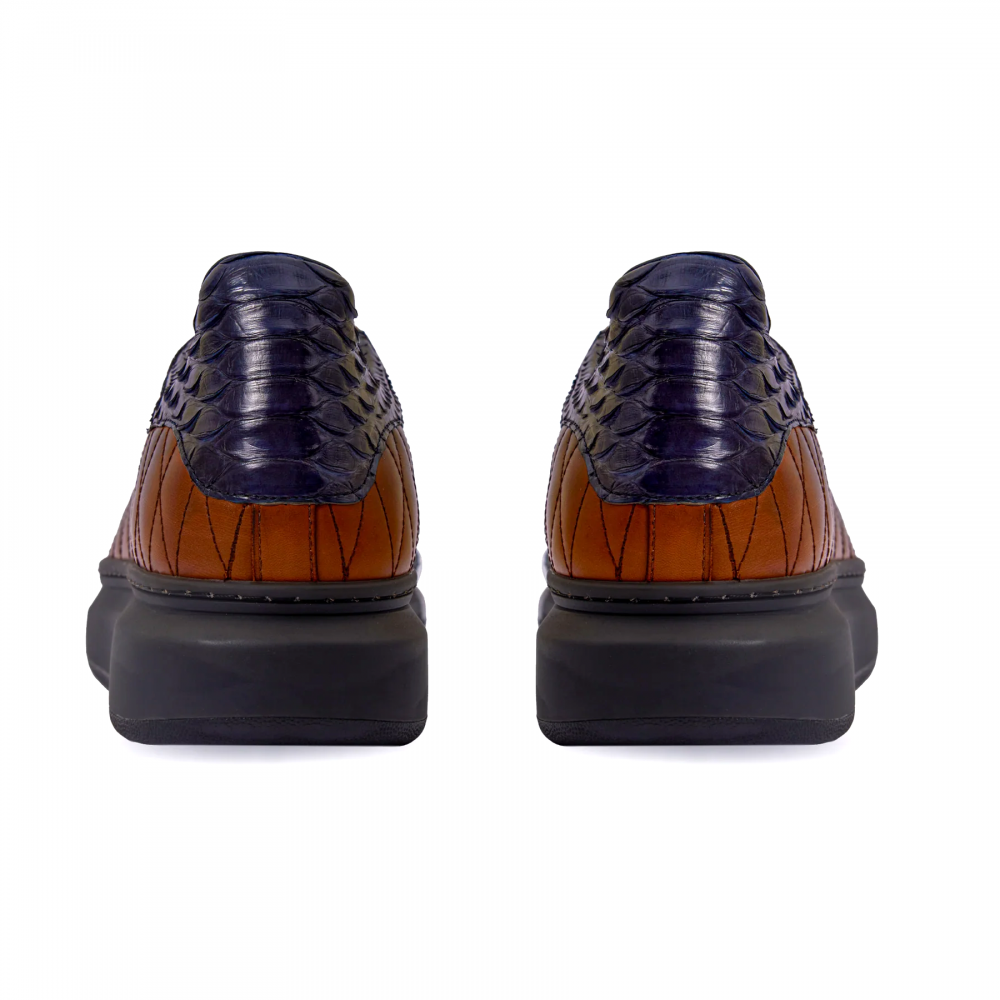 Vinci Leather The Adler Snk Leather Sneaker Limited Edition Tan & Navy (17474 S-1)