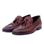 Vinci Leather The Bethesda Python Tassel Loafers Burgundy (18621 Y-1)
