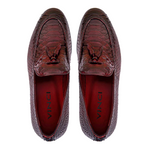 Vinci Leather The Bethesda Python Tassel Loafers Burgundy (18621 Y-1)