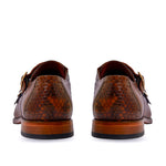 Vinci Leather The Bishkek Python Double Monk Strap Tan