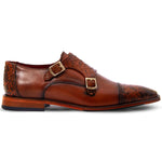 Vinci Leather The Bishkek Python Double Monk Strap Tan