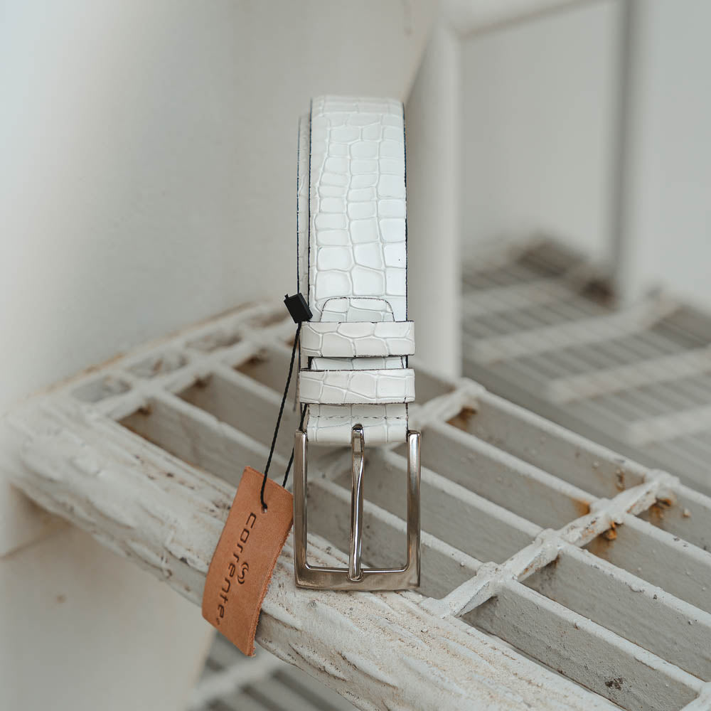 Corrente CBelt-3470 Croco Leather Belt White