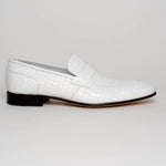 Corrente C019-3470 Croco Leather Loafer Shoes White