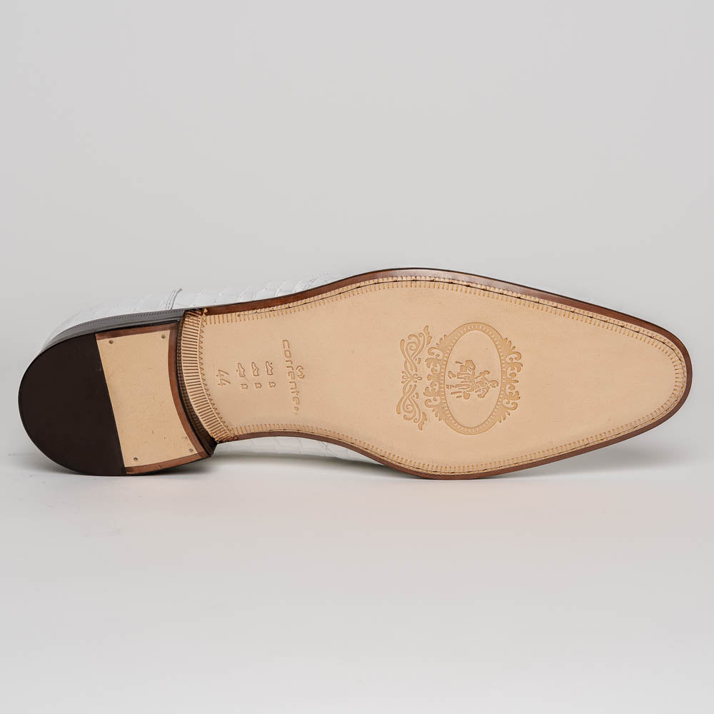 Corrente C019-3470 Croco Leather Loafer Shoes White