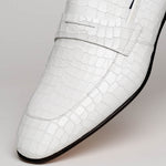 Corrente C019-3470 Croco Leather Loafer Shoes White
