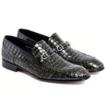 Corrente C01708-3470BC Crocodile Embossed Leather Bit Loafer Green