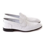 Corrente C01706-3470C Crocodile Embossed Penny Loafers White