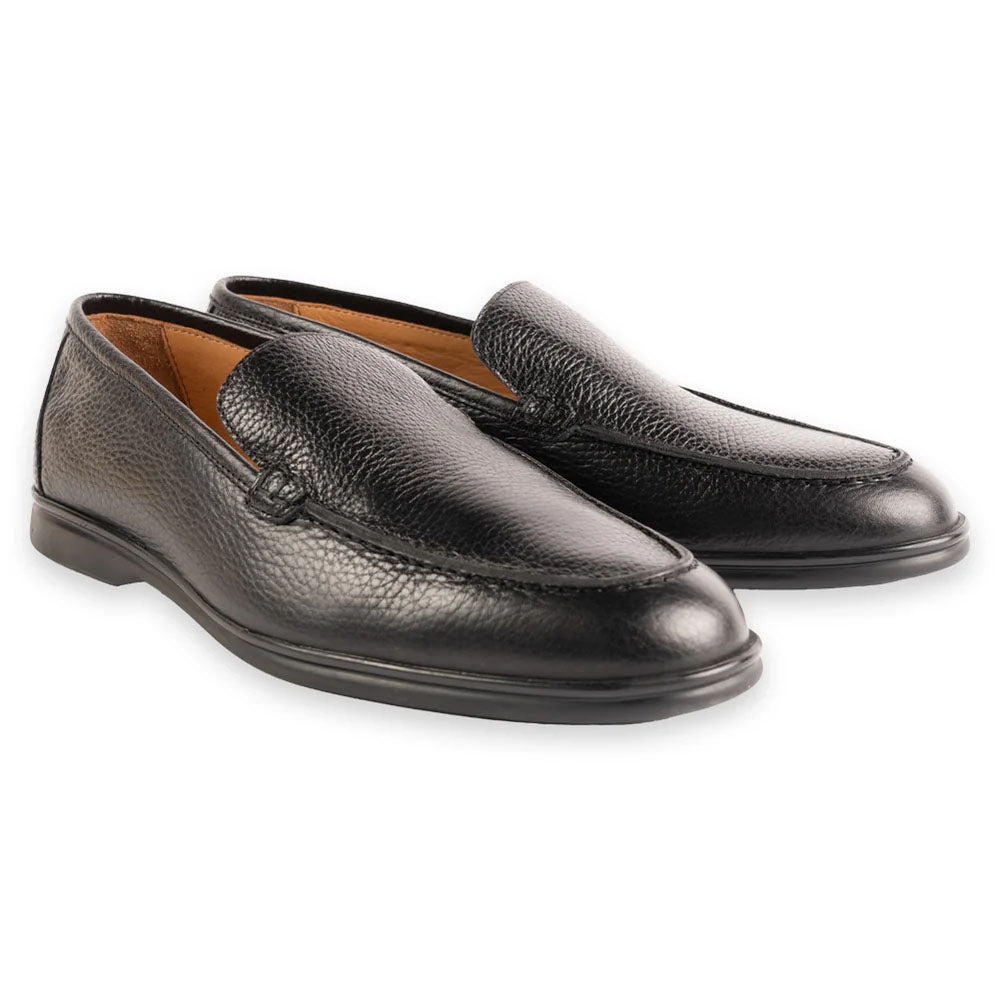 Corrente P0216-3564 Deerskin Venetian Loafer Black