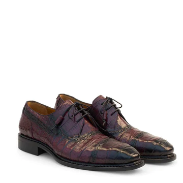 Mezlan Crocodile Derby Lace Up Burgundy (3576-F)
