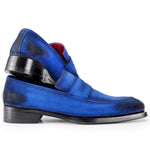 Paul Parkman Suede Goodyear Welted Loafers Blue Antique