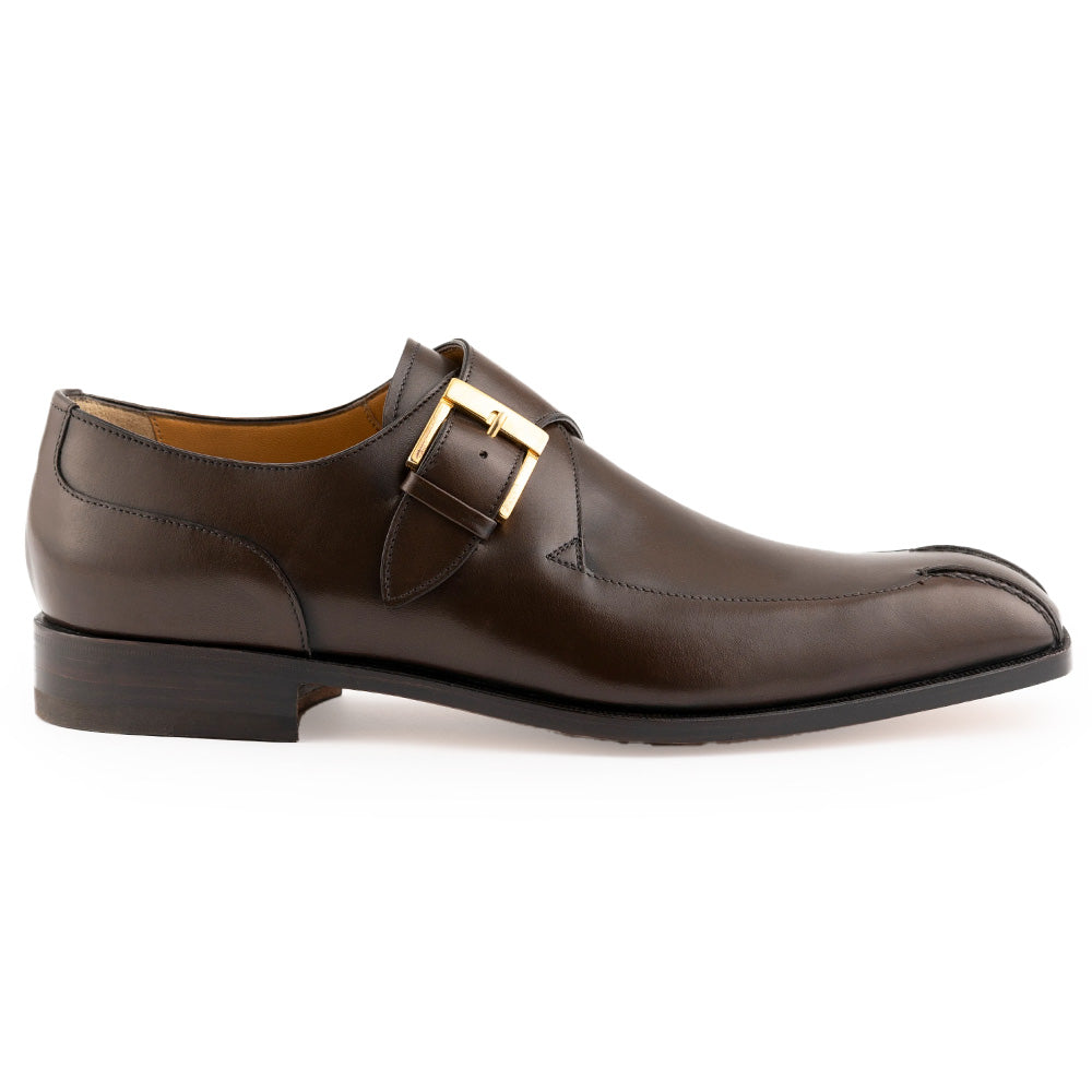 Ferrini 3873 French Calfskin Monk Strap Shoes Chocolate