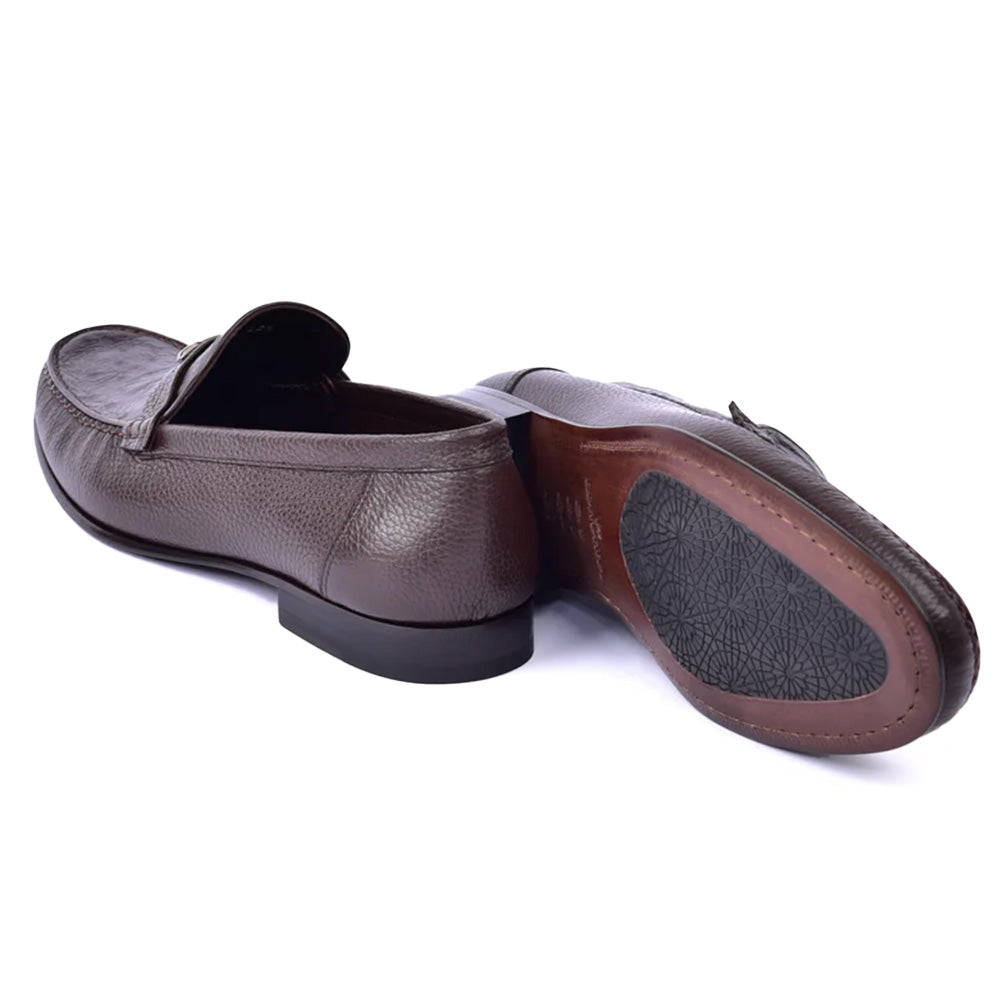 Corrente C0014054-3898OST Genuine Ostrich Bit Loafer Dark Brown