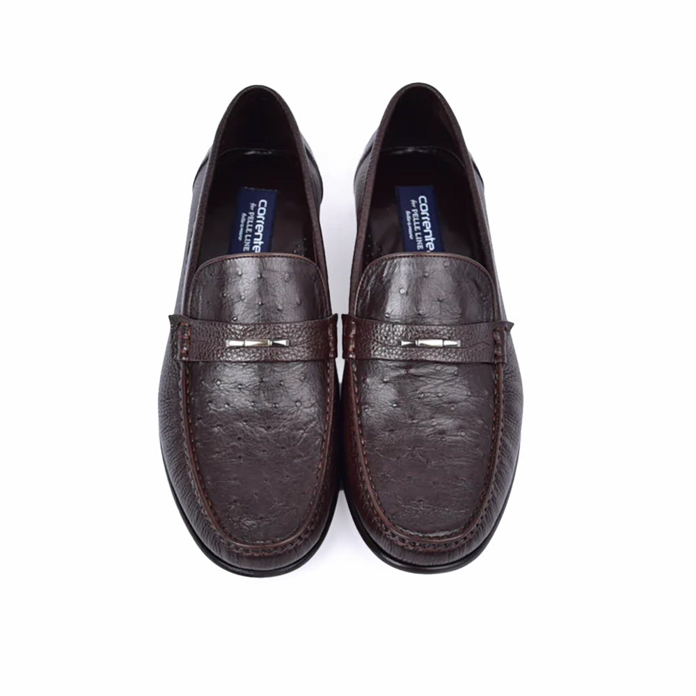 Corrente C0014054-3898OST Genuine Ostrich Bit Loafer Dark Brown