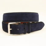 Torino Leather 38mm European Suede w/contrast stitch - Navy