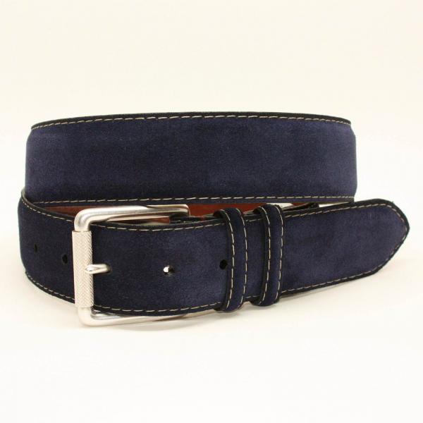 Torino Leather 38mm European Suede w/contrast stitch - Navy