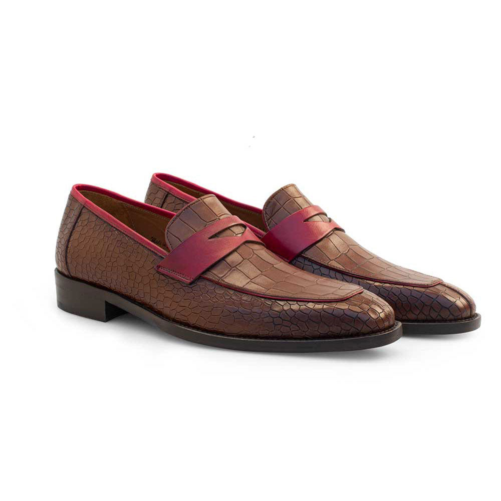 Mezlan Two-Toned Penny Loafer Burgundy / Dark Burgundy