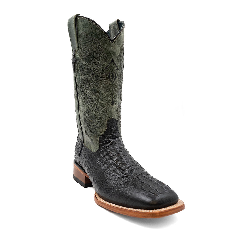 Ferrini Stampede 40393-04 Crocodile Print Square Toe Cowboy Boots Black