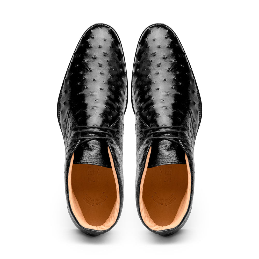 Zelli Marco Ostrich Chukka Boots Black (43-594-BLK)