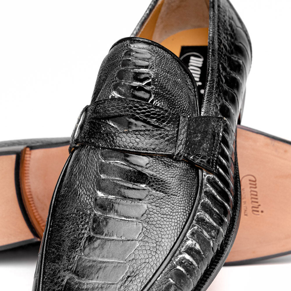 Mauri 4323 Ostrich Leg Loafers White/Black | MensDesignerShoe.com