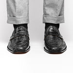 Mauri 4323 Ostrich Leg Loafers White/Black (Special Order)