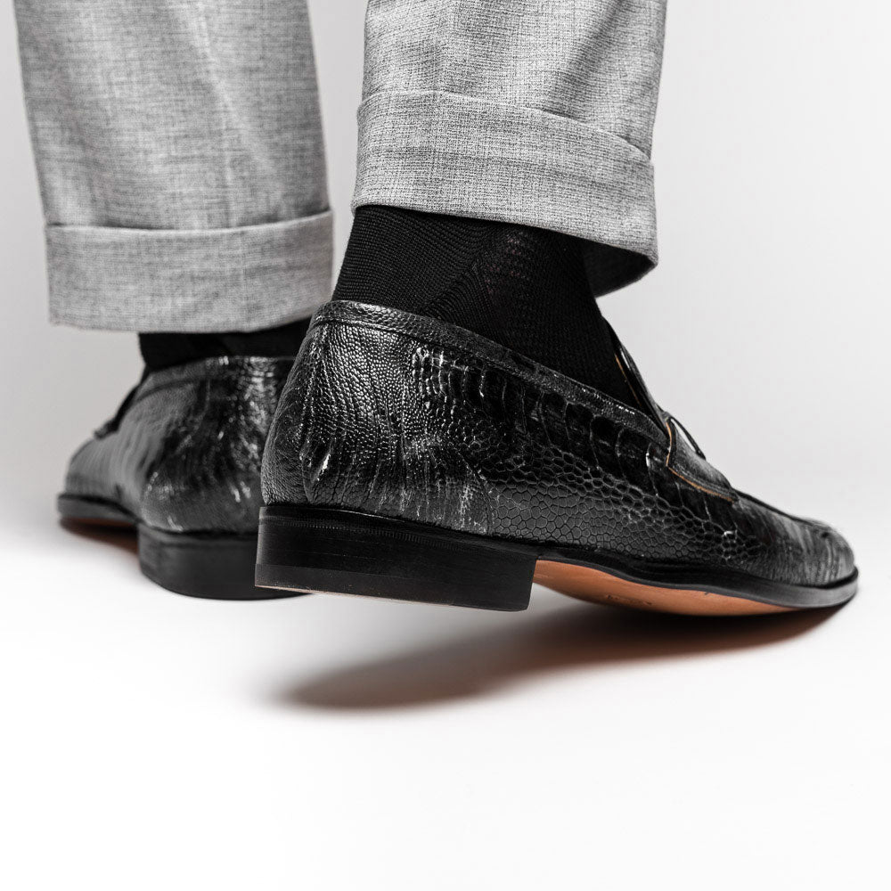 Mauri 4323 Ostrich Leg Loafers White/Black (Special Order)