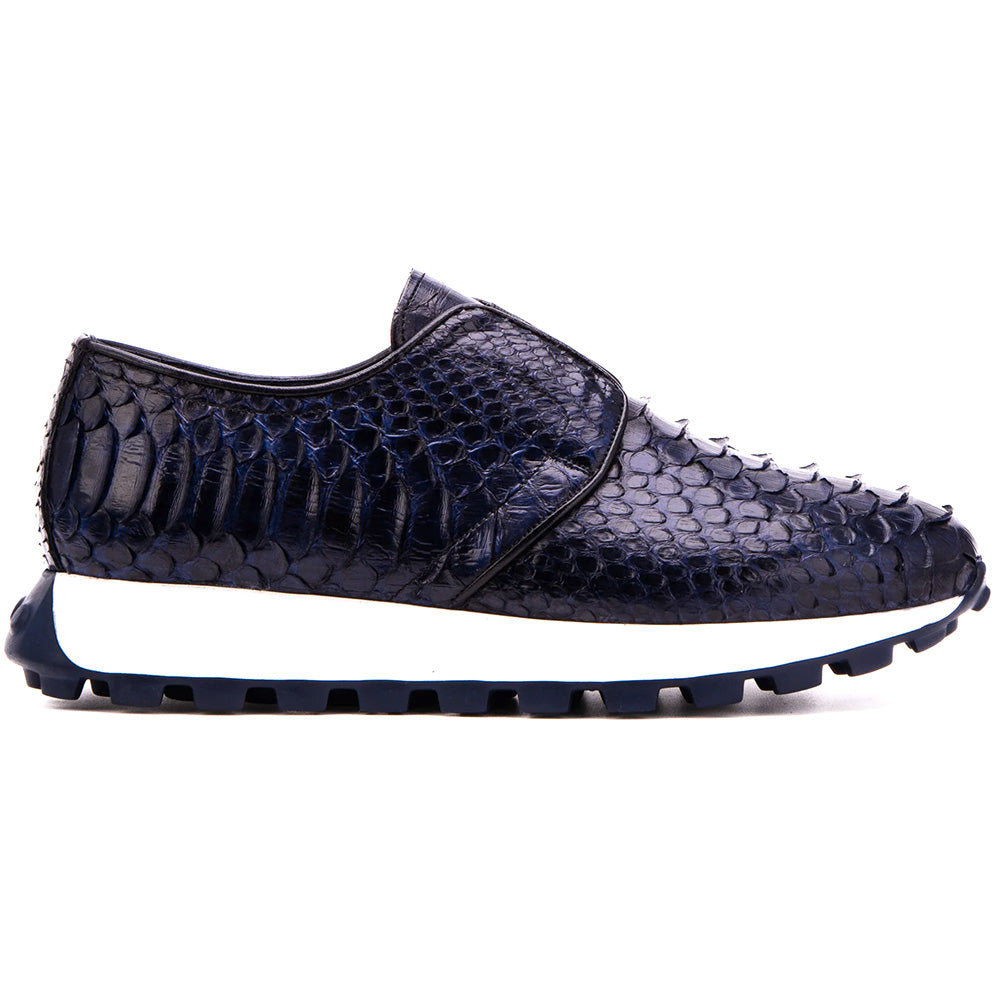Vinci Leather The Obsidian Python Leather Sneaker Navy