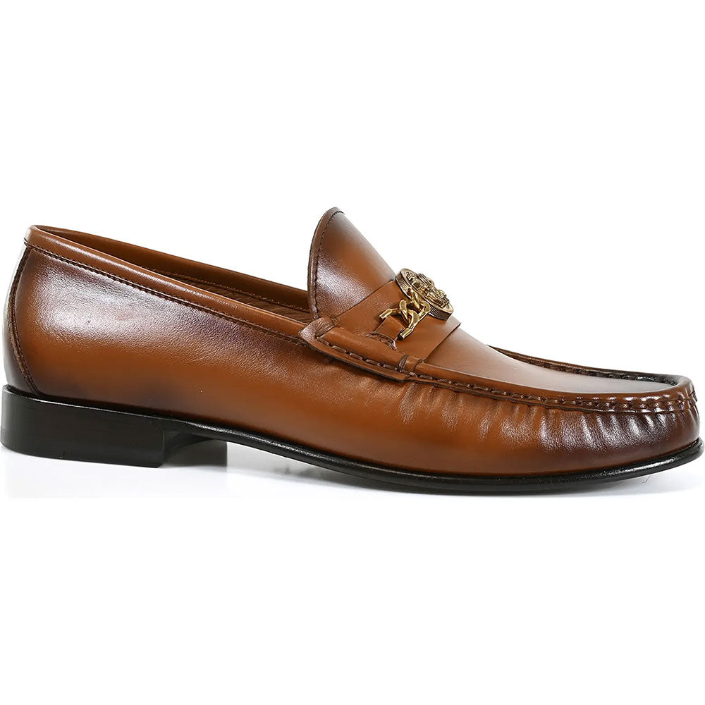 Roberto Cavalli Burnished Leather Bit Loafer Light Brown