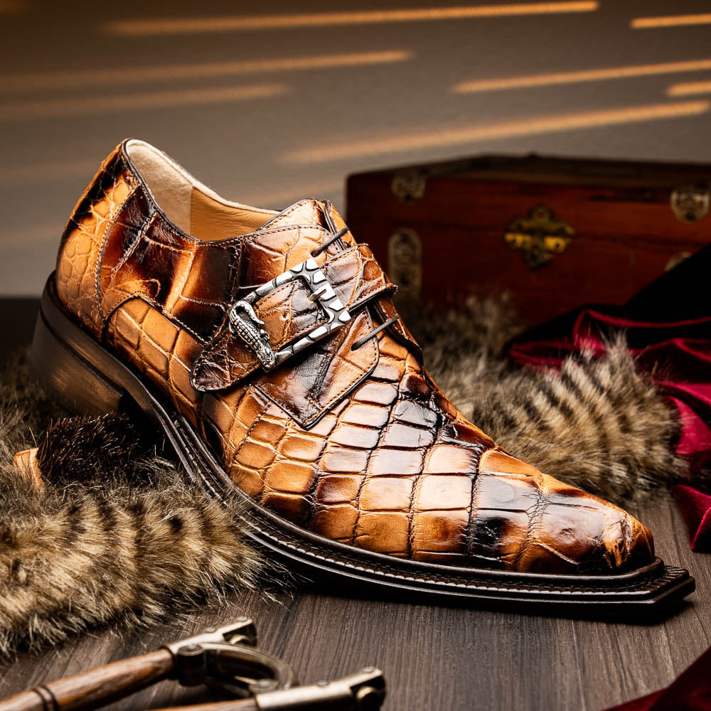 Mauri 44166/2 Alligator Monk Strap Dune Smoke T. Moro (Special Order)