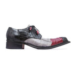 Mauri 44207 Piave Crocodile & Hornback Shoes Black/Ruby Red/Gray (Special Order)