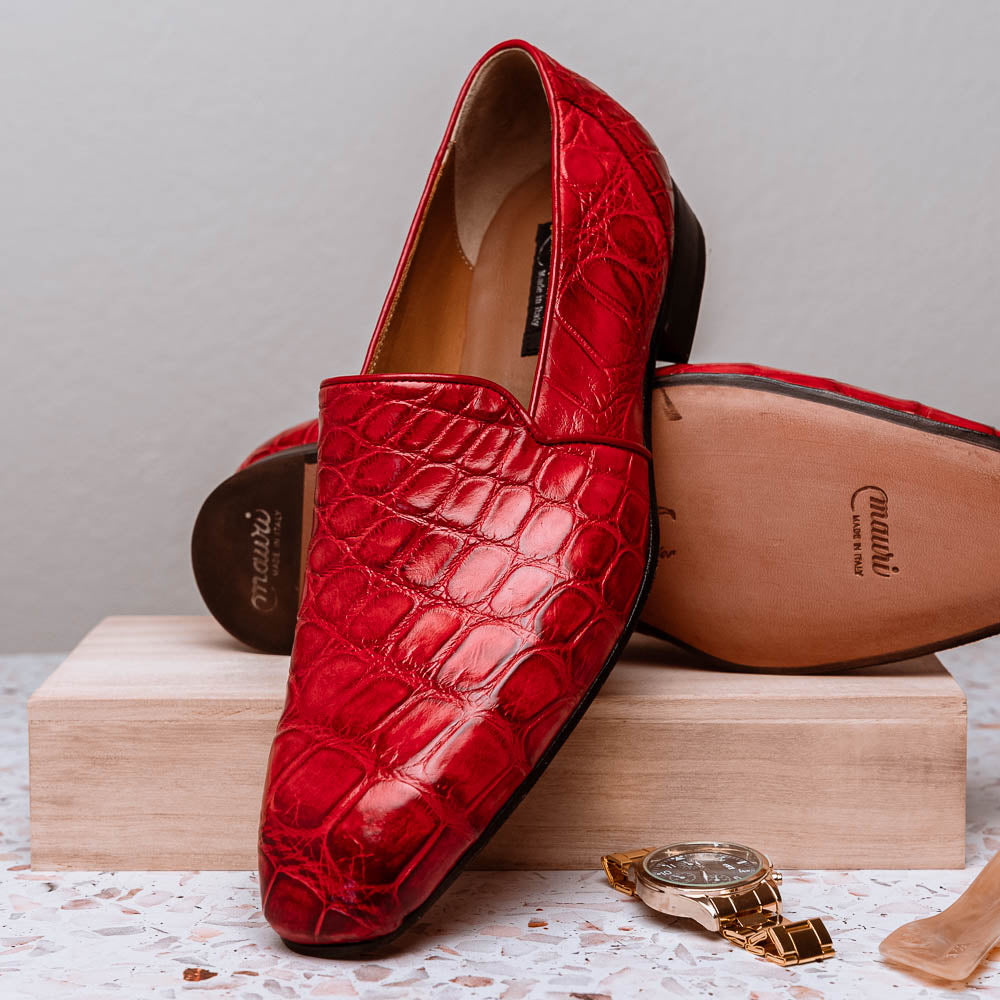 Mauri 4440 Alligator Loafers Red | MensDesignerShoe.com