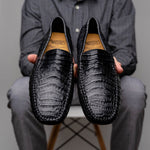 Calzoleria Toscana 4551 Crocodile Driving Shoes Black